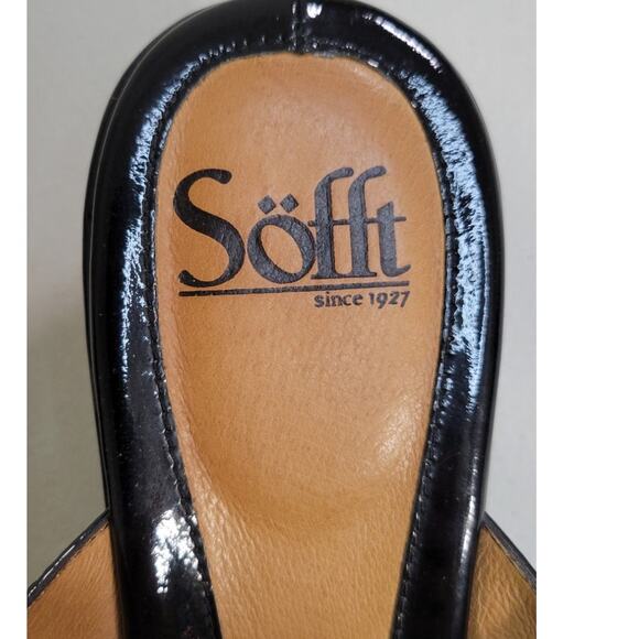 Sofft Sandals Womens 9.5 Anita Black Patten Leather Kitten Heel Jeweled Shoes - Picture 8 of 10
